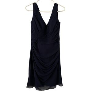 BILL Levkoff Navy Blue Chiffon Bridesmaid Dress size 12